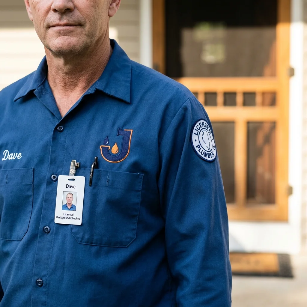 Licensed plumber showing ID badge in Blackwood, NJ