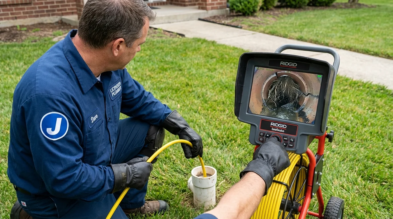Sewer camera inspection being performed by Johns Plumbing LLC in Blackwood