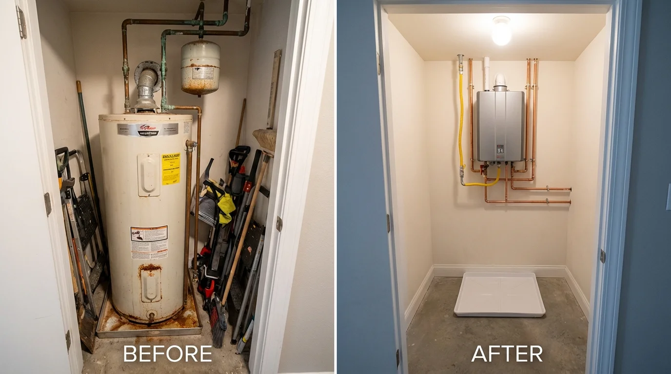 Tank water heater versus wall-mounted tankless unit comparison for Blackwood, NJ homeowners