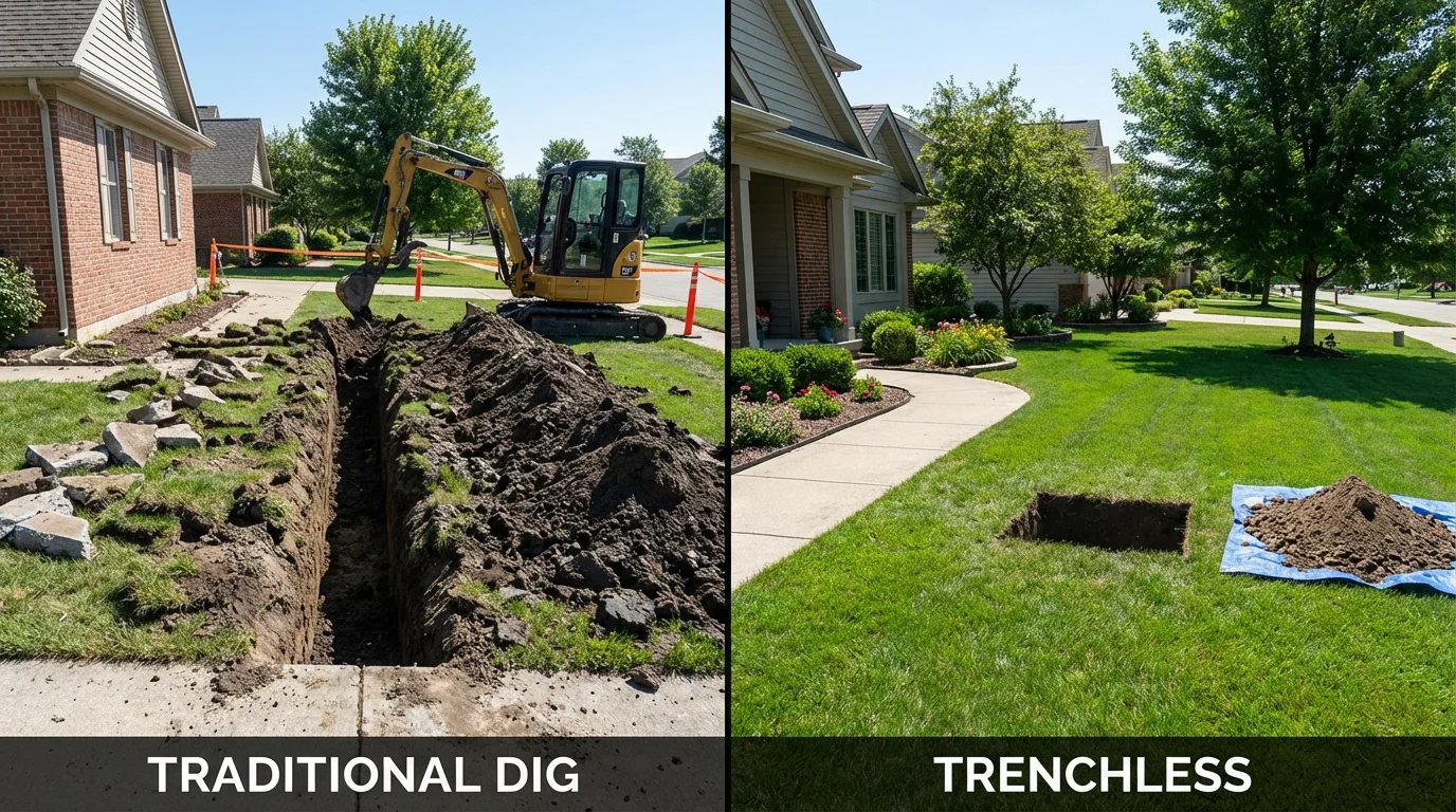 Trenchless sewer repair with minimal yard damage versus traditional excavation in Blackwood, NJ